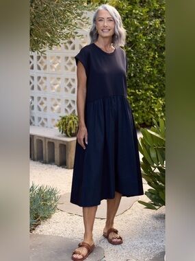 MAYE French Navy Blue Greta Midi Dress Size Large NWT